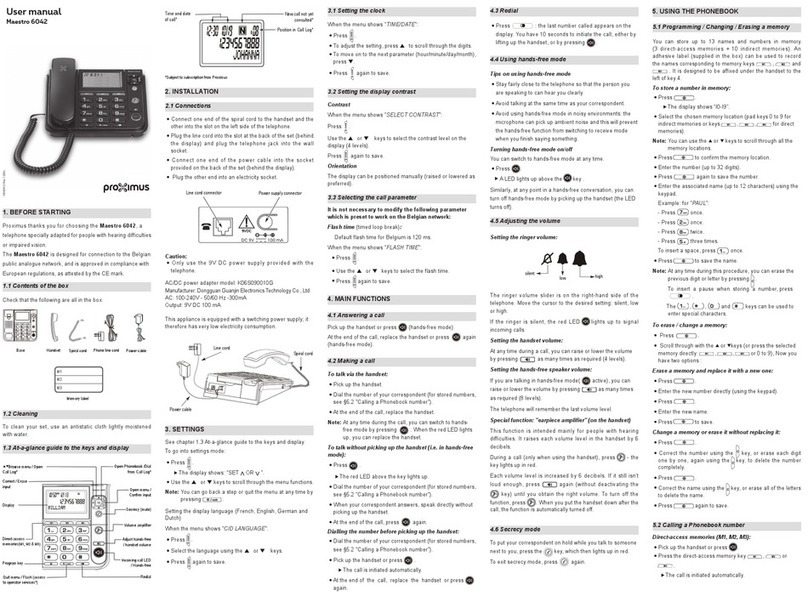 Proximus Maestro 6042 user manual