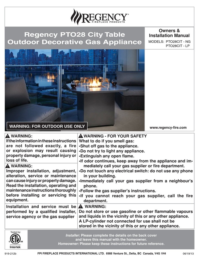 Regency PTO28CIT - NG Owners & installation manual