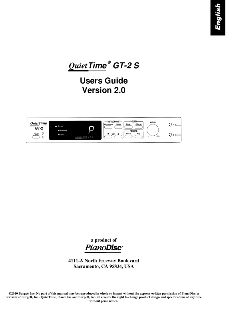 PianoDisc QuietTime GT-2 S User manual