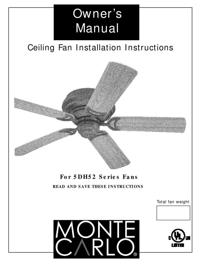 Monte Carlo Fan Company 5DH52 series installation instructions