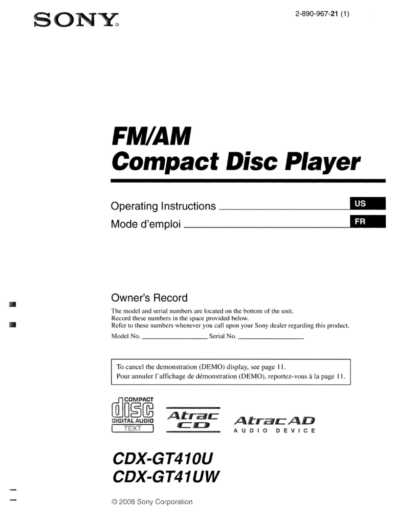 Sony CDX-GT410U - Fm/am Compact Disk Player User manual