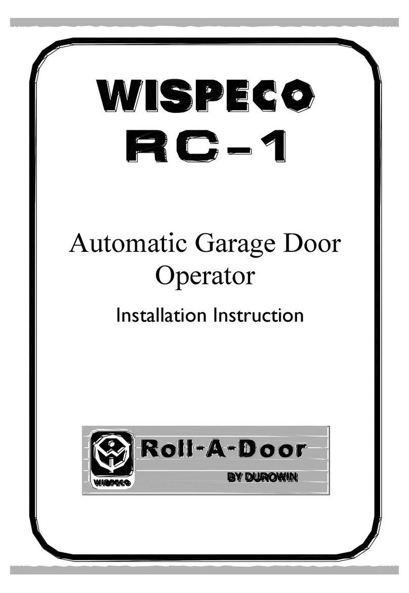 Wispeco Roll-A-Door RC-1 User manual