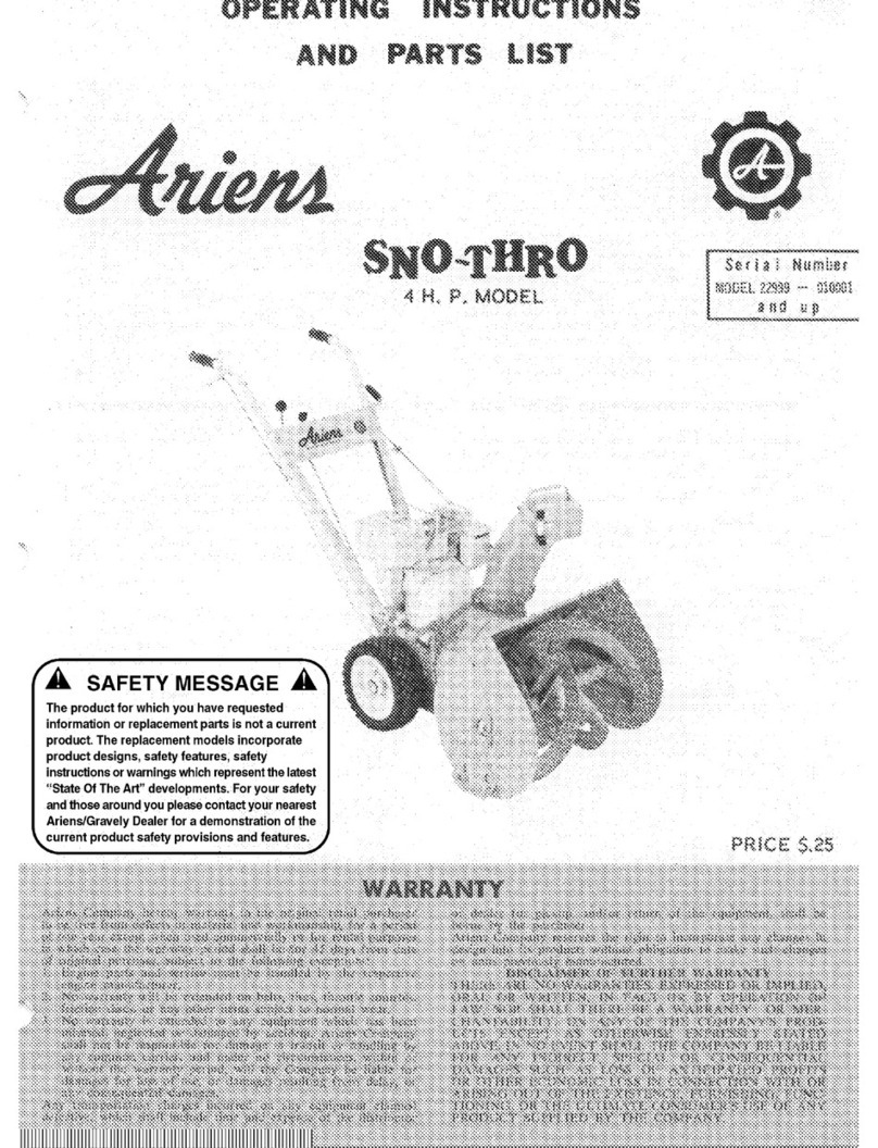 Ariens SNO-THRO operating instructions
