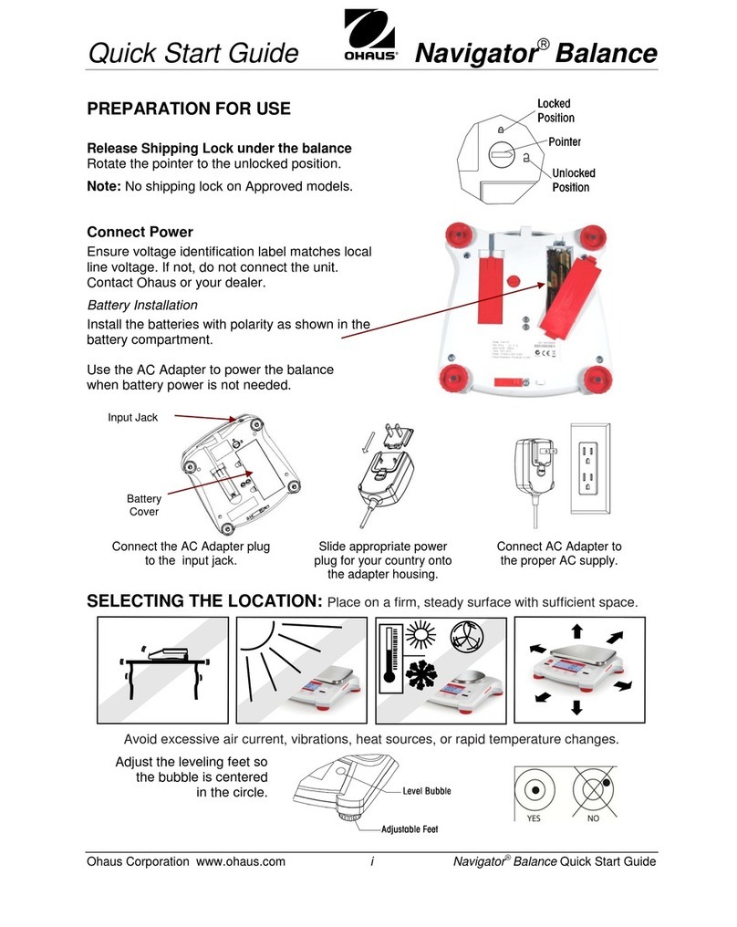 OHAUS Navigator Balance quick start guide