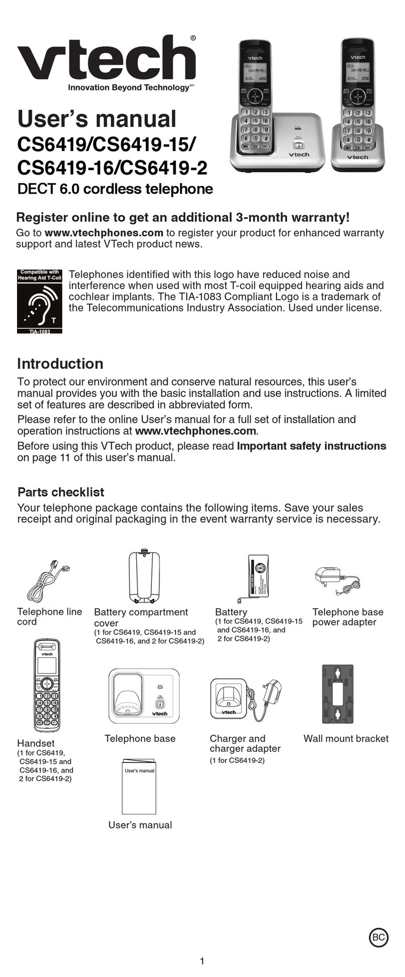 V-tech CS6419 User manual