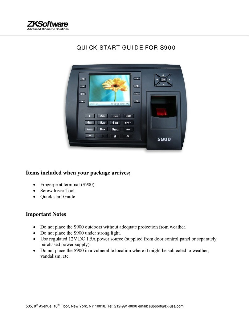 Zksoftware S900 quick start guide