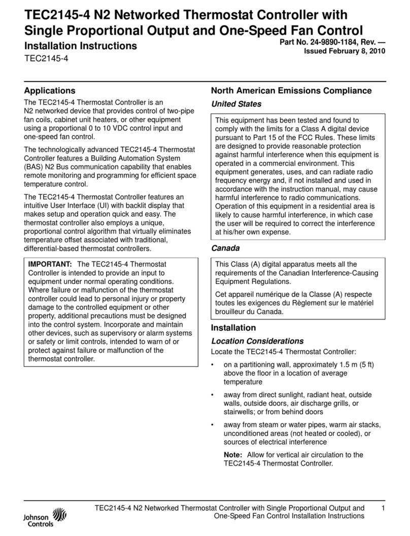 Johnson Controls TEC2145-4 installation instructions