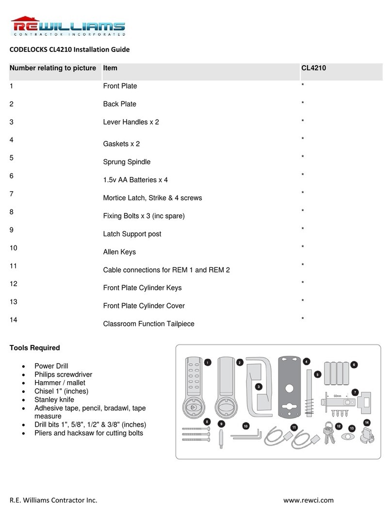 R.E Williams Contractor CODELOCK CL4210 installation guide R.E Williams Contractor CODELOCK CL4210 installation guide