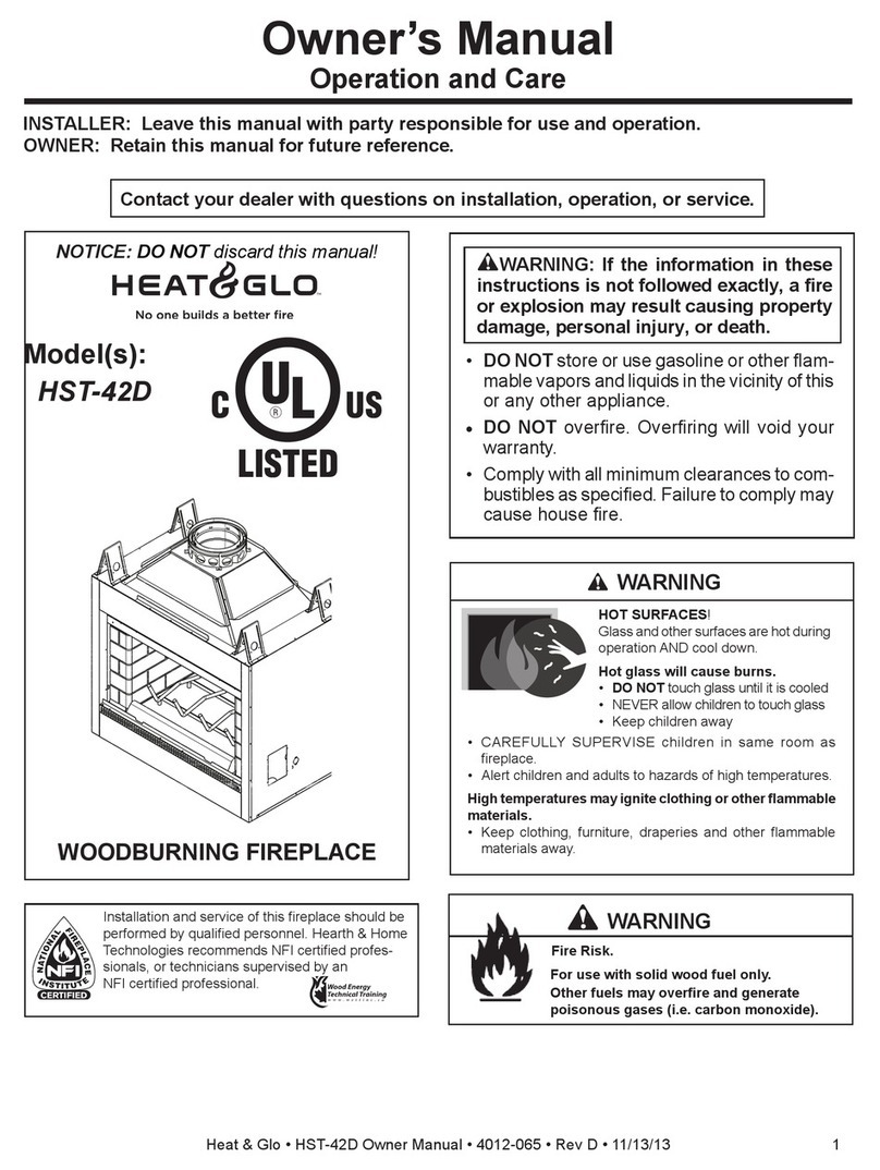 Heat & Glo Wood Burning Fireplace HST-42D owner's manual