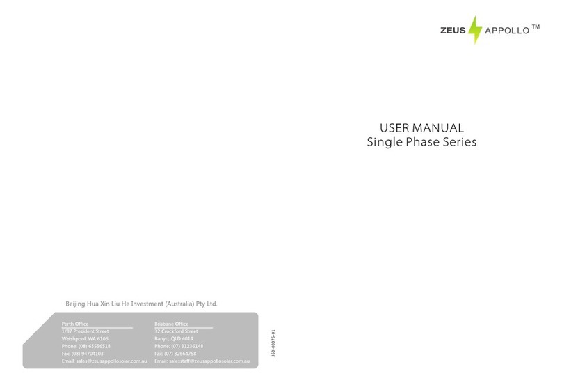 Zeus Appollo Single Phase Series user manual