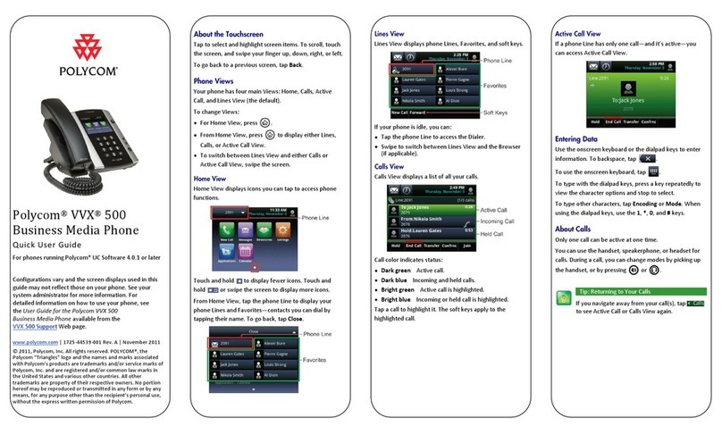 Polycom VVX 500 series Quick user guide