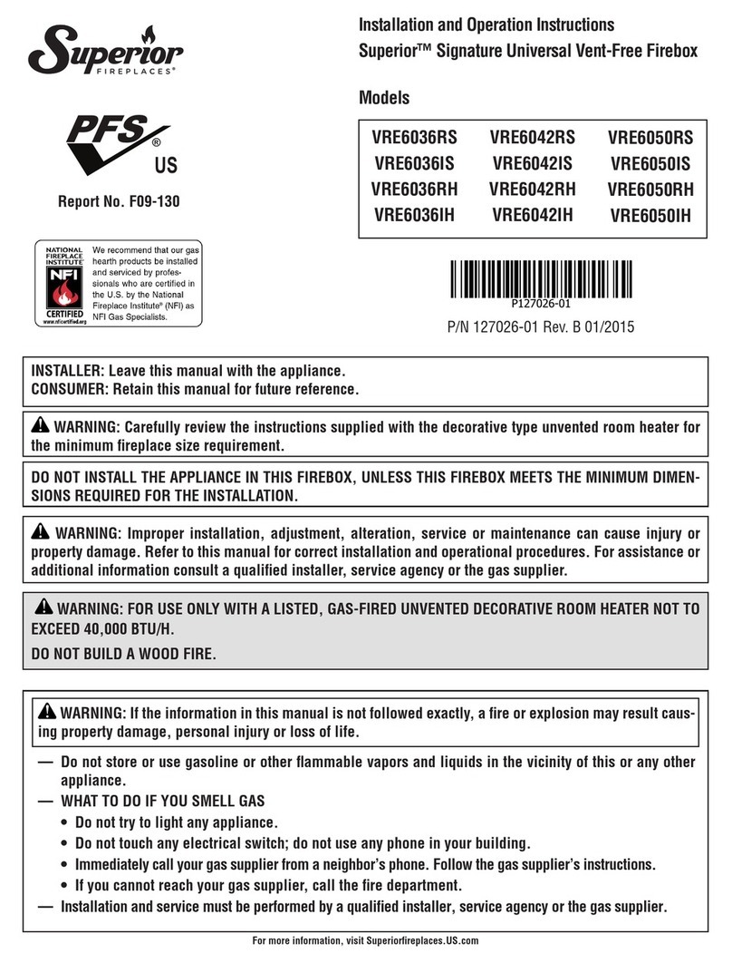 Superior VRE6036RS Installation and operation instructions