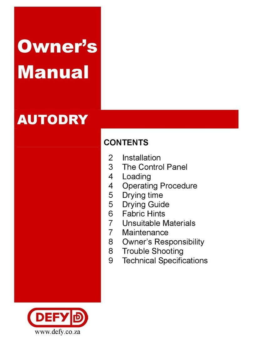 Defy Autodry owner's manual