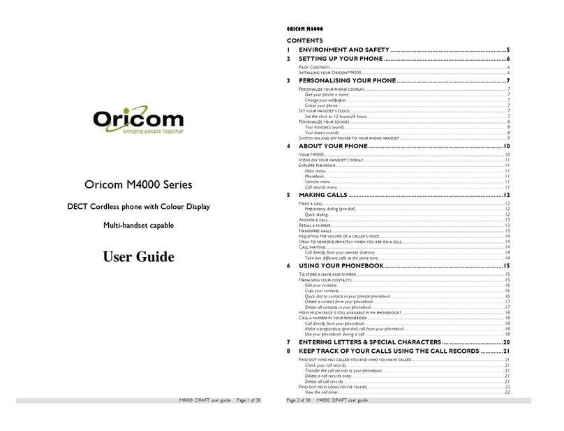 Oricom M4000 user guide