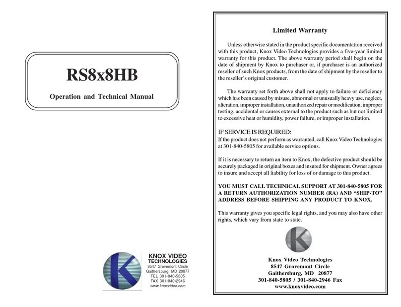Knox Video RS8x8HB Operation and technical manual