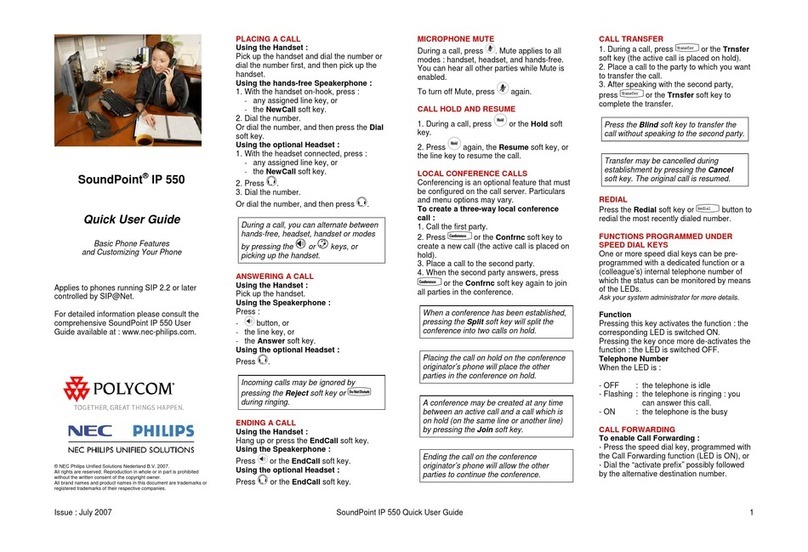 Polycom SoundPoint IP 550 Instruction manual