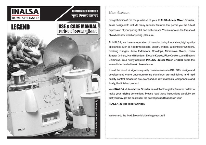 Inalsa Legend use and care manual Inalsa Legend use and care manual
