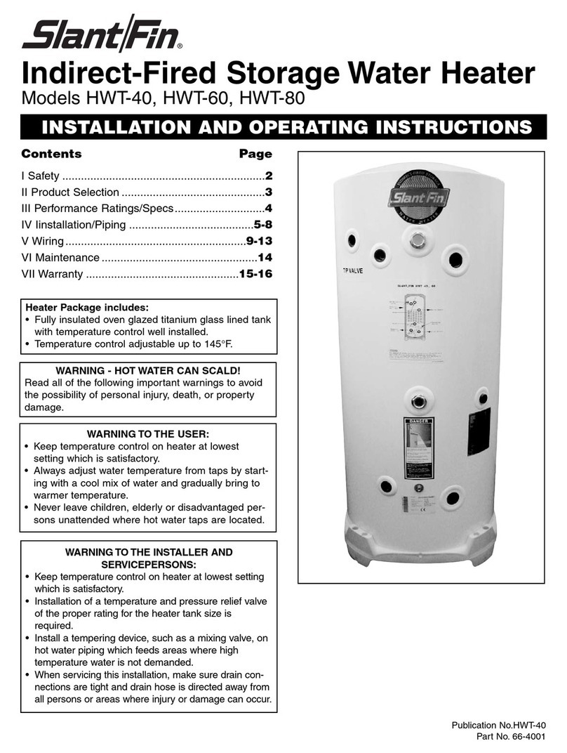 Slant/Fin HWT-40 Installation and operating insctructions