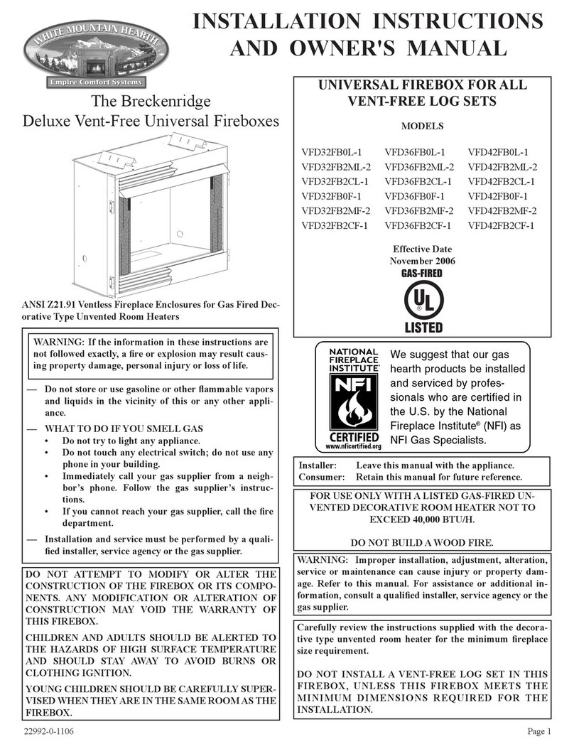 White Mountain Hearth VFD32FB0L-1 Quick start guide White Mountain Hearth VFD32FB0L-1 Quick start guide