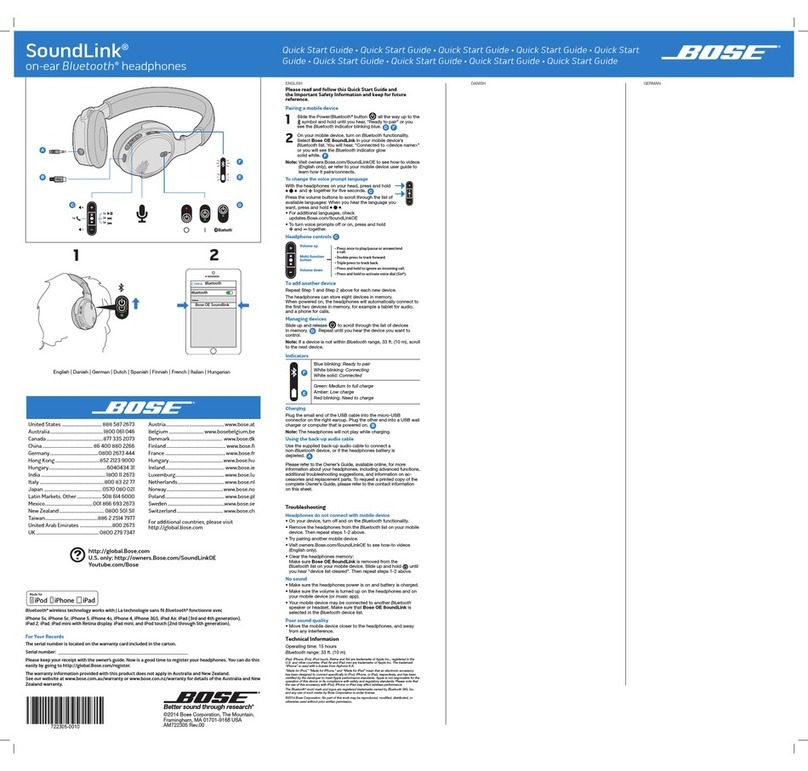 Bose SoundLink Wireless Music System quick start guide