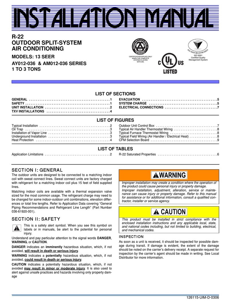 York AY012-036 SERIES User manual