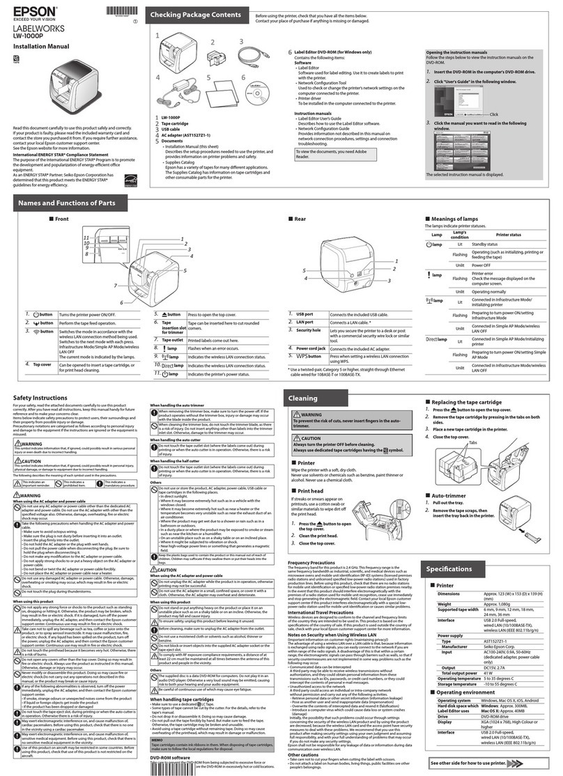 Epson Labelworks LW-1000P User manual