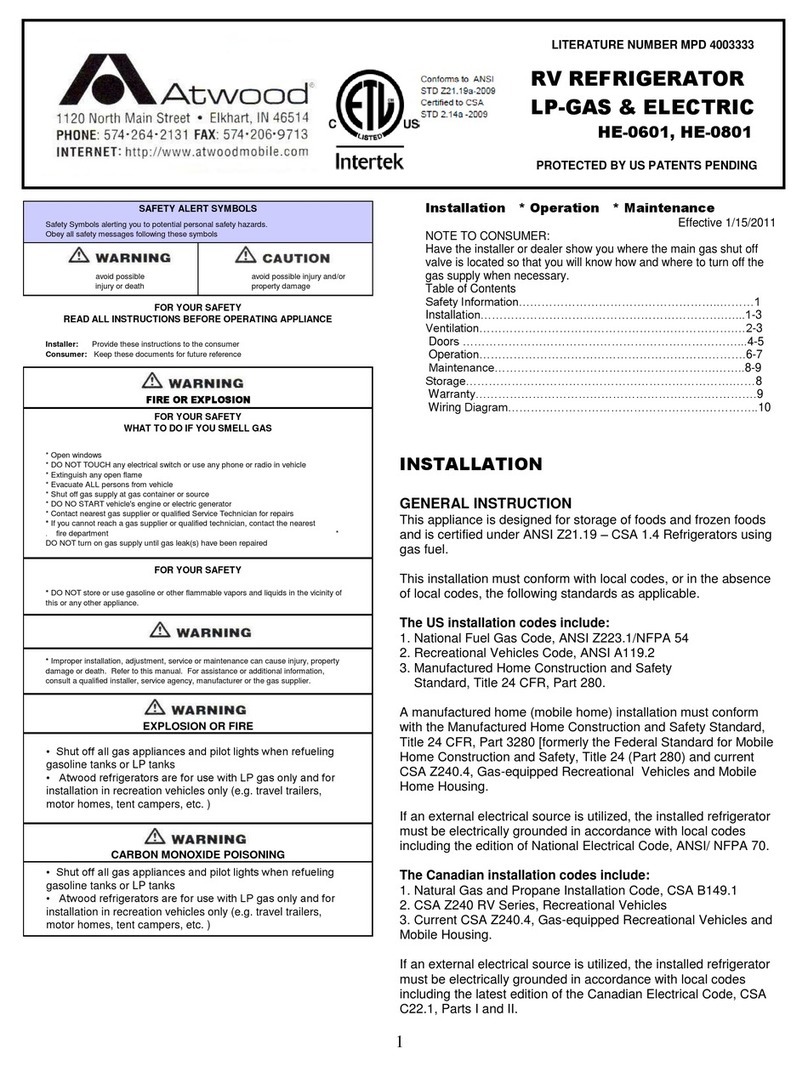 Atwood HE-0601 operating instructions