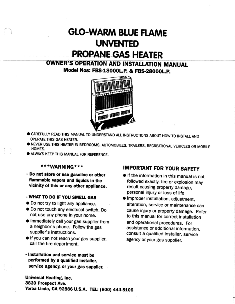 Glo-warm FBS-28000 L.P. OWNER'S OPERATION AND INSTALLATION MANUAL Glo-warm FBS-28000 L.P. OWNER'S OPERATION AND INSTALLATION MANUAL