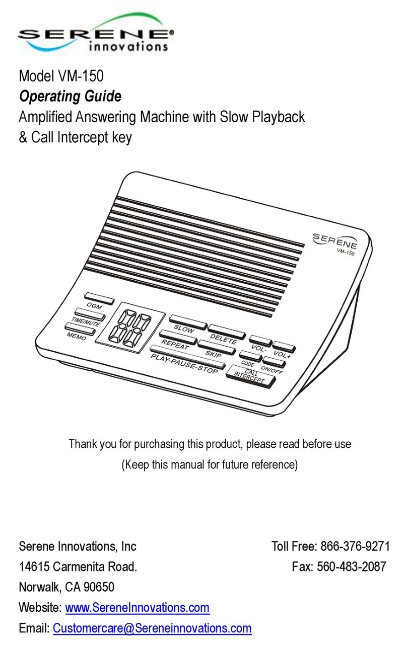 Serene VM-150 operating guide