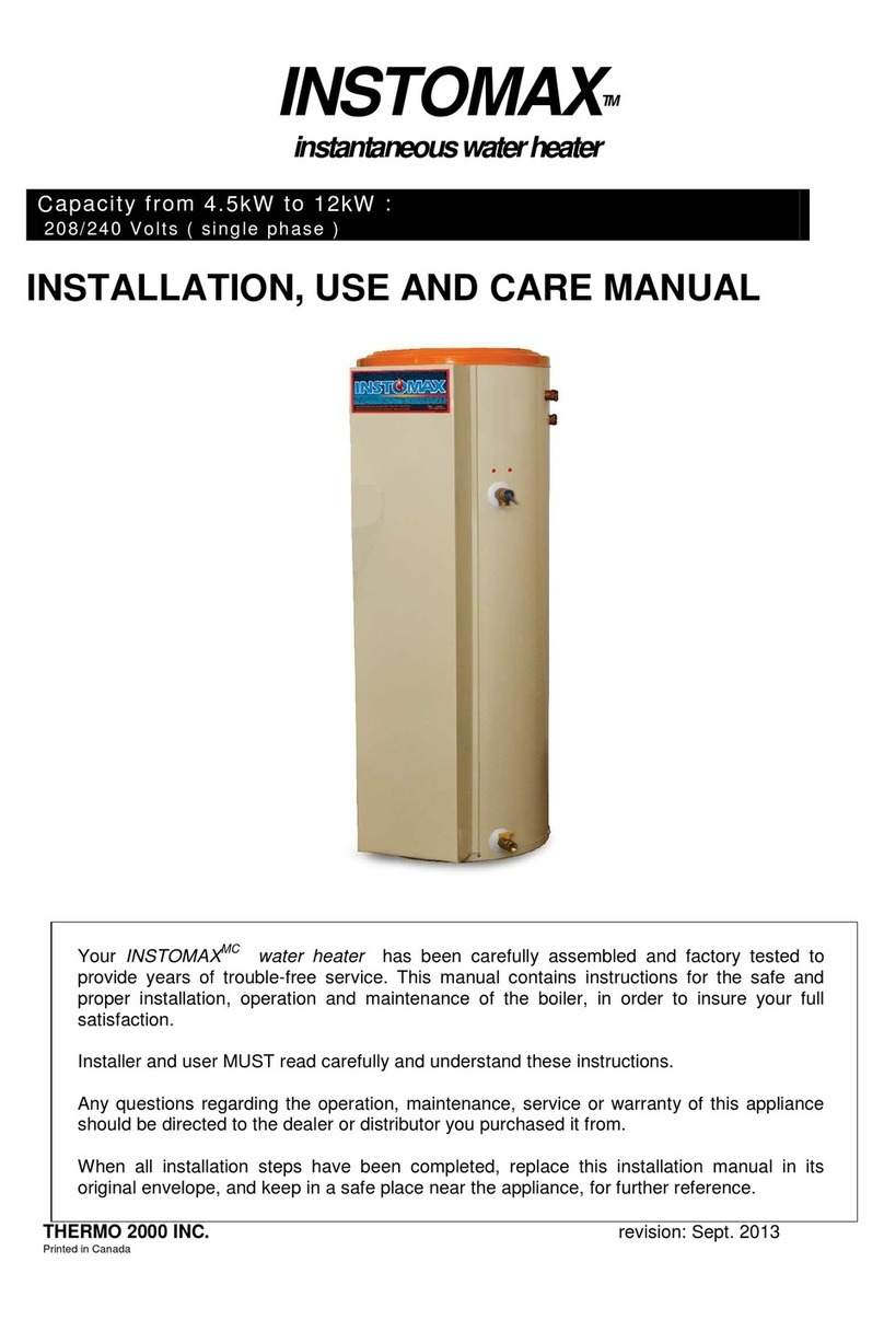 THERMO 2000 INSTOMAX 4.5 Installation use and care manual THERMO 2000 INSTOMAX 4.5 Installation use and care manual