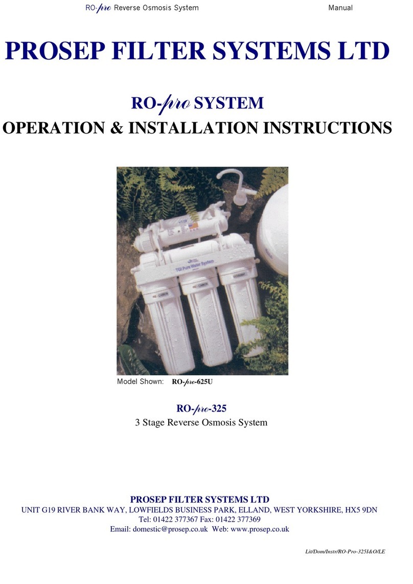 PROSEP FILTER SYSTEMS RO-pro-325 Operation & installation instruction manual
