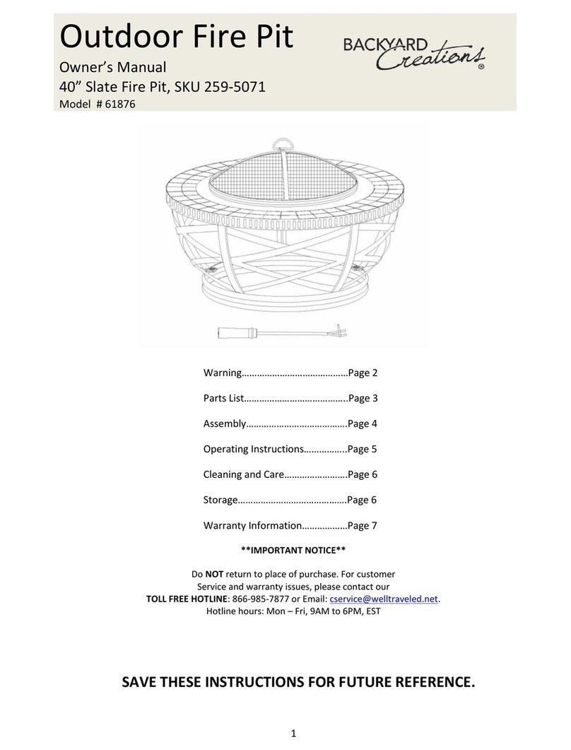 Backyard Creations 61876 owner's manual
