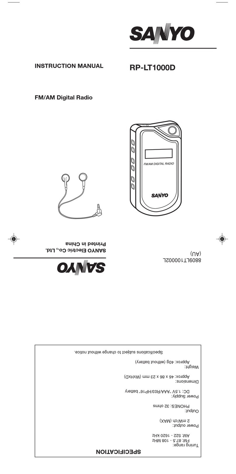 Sanyo RP-LT1000D instruction manual