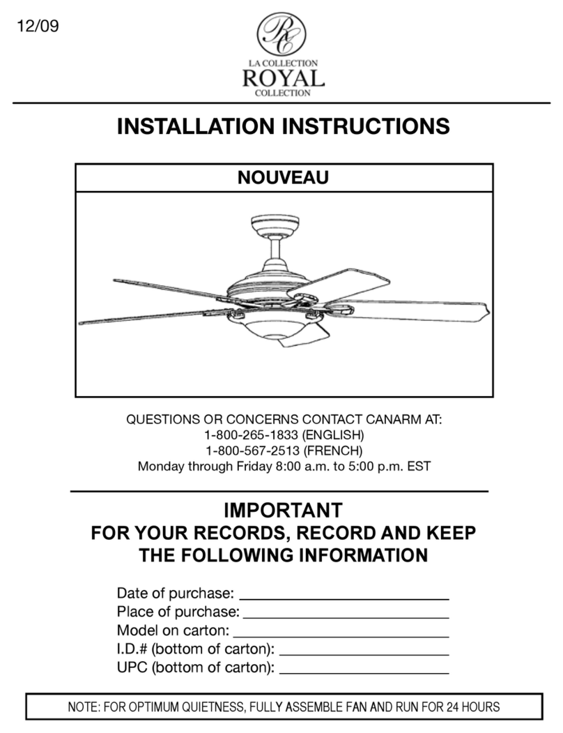 Canarm NOUVEAU installation instructions