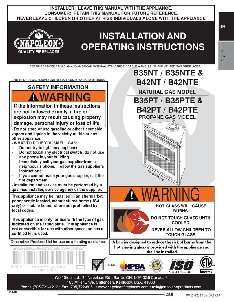 Napoleon B35NT Installation and operating instructions