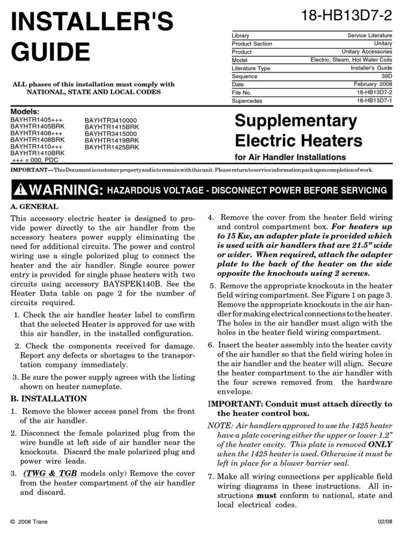 Trane BAYHTR1405 Series Assembly instructions