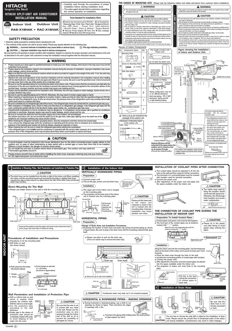 Hitachi RAS-X18HAK User manual