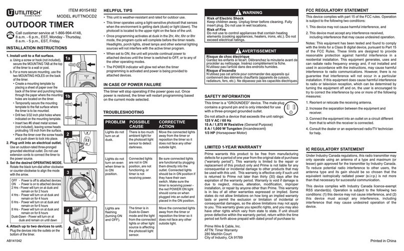 Utilitech UTTNOCD2 installation instructions