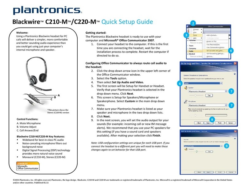 Plantronics BLACKWIRE C210-M Quick setup guide
