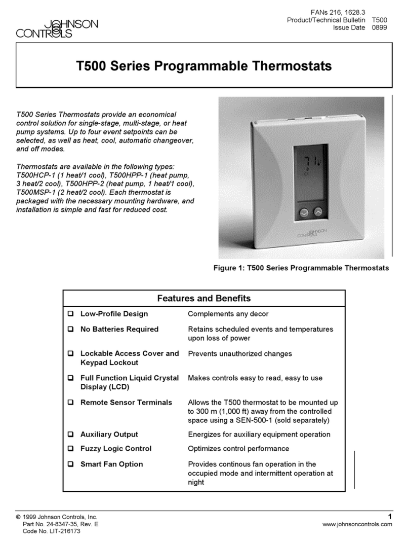 Johnson Controls T500HCP-1 User manual