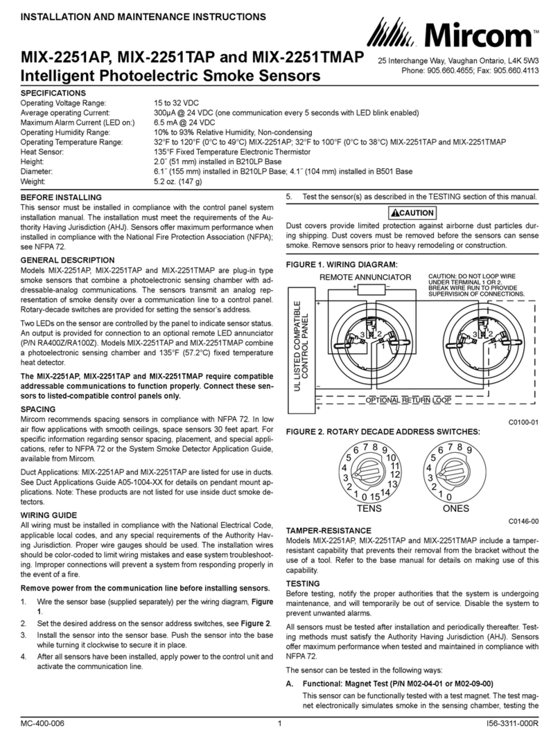 Mircom MIX-2251AP Installation and maintenance instructions Mircom MIX-2251AP Installation and maintenance instructions