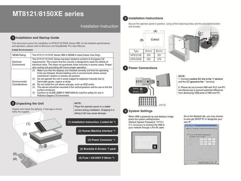 weintek MT8121 series installation instructions