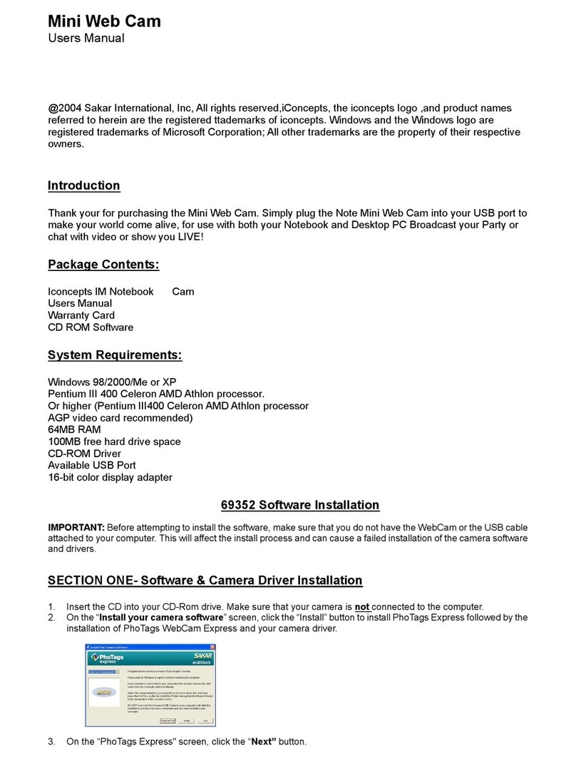 Sakar 69352 Mini Web Cam User manual
