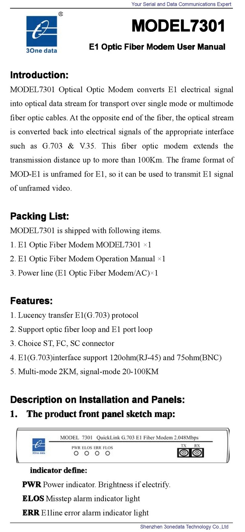 3One data 7301 User manual