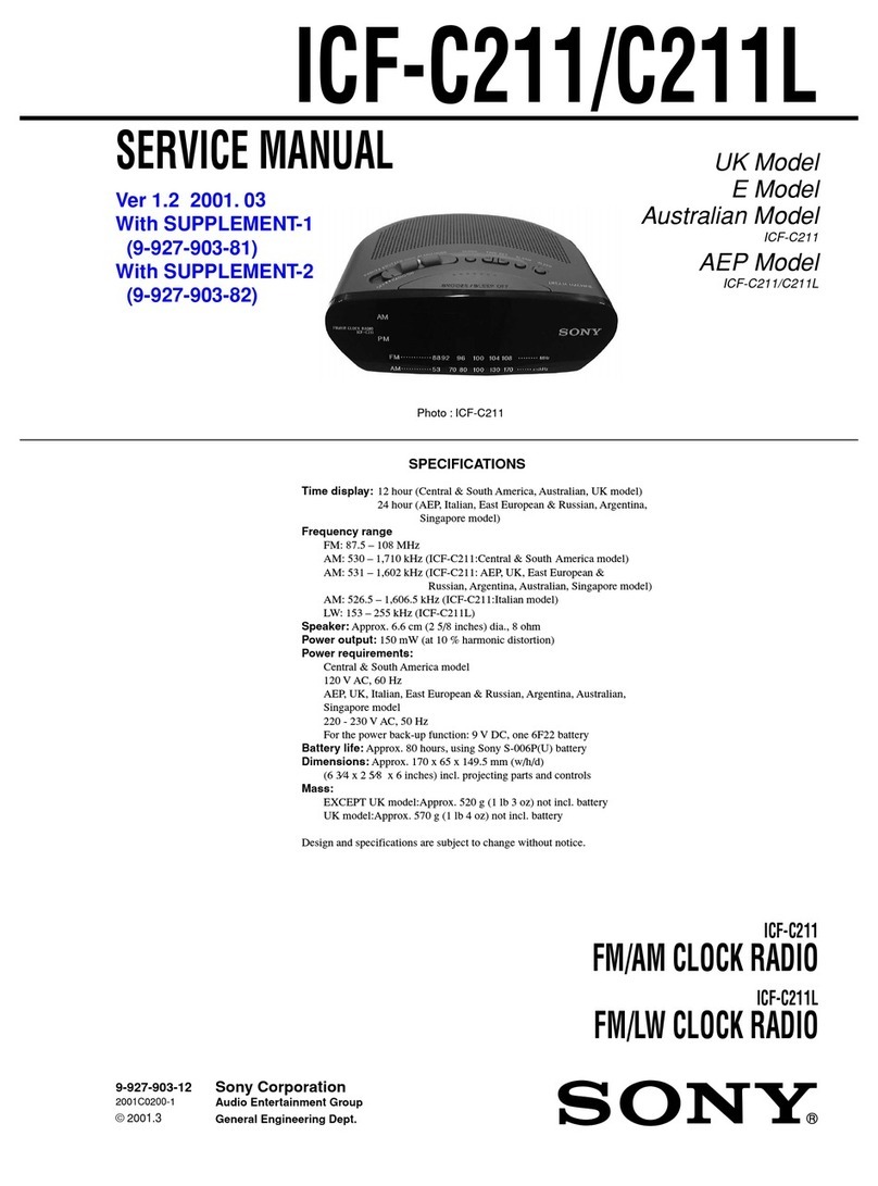 Sony ICF-C211 - Am/fm Clock Radio User manual