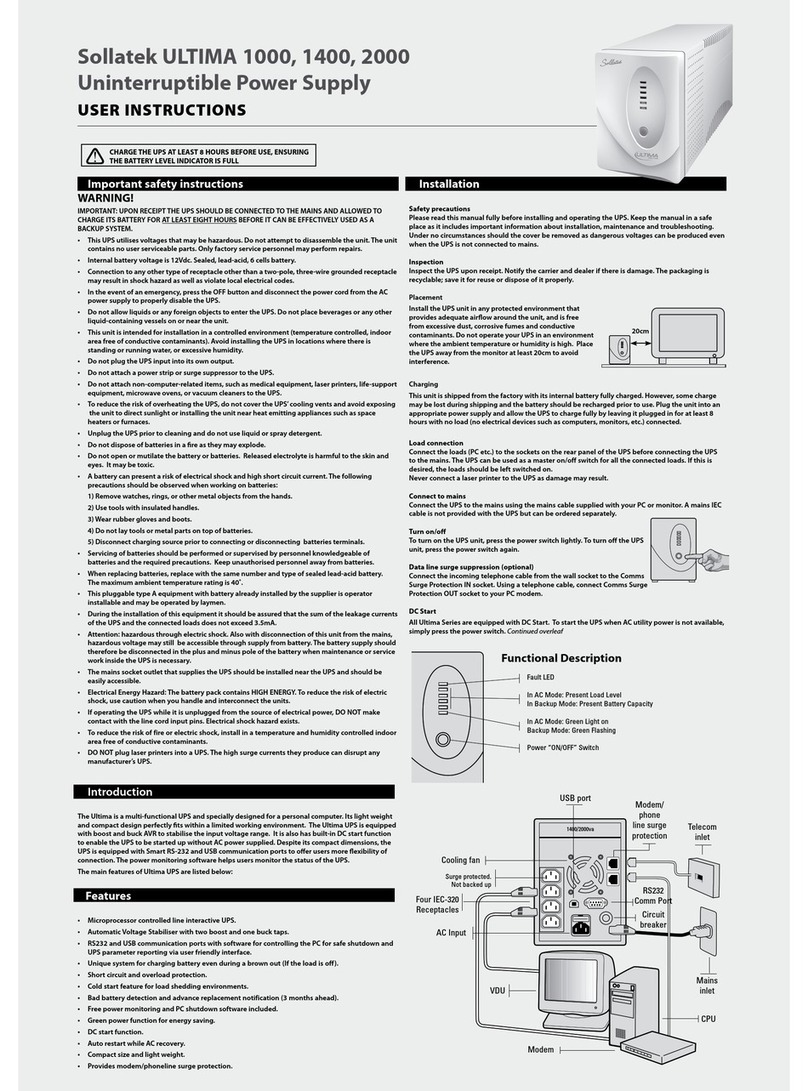 Sollatek ULTIMA 1000 User instructions