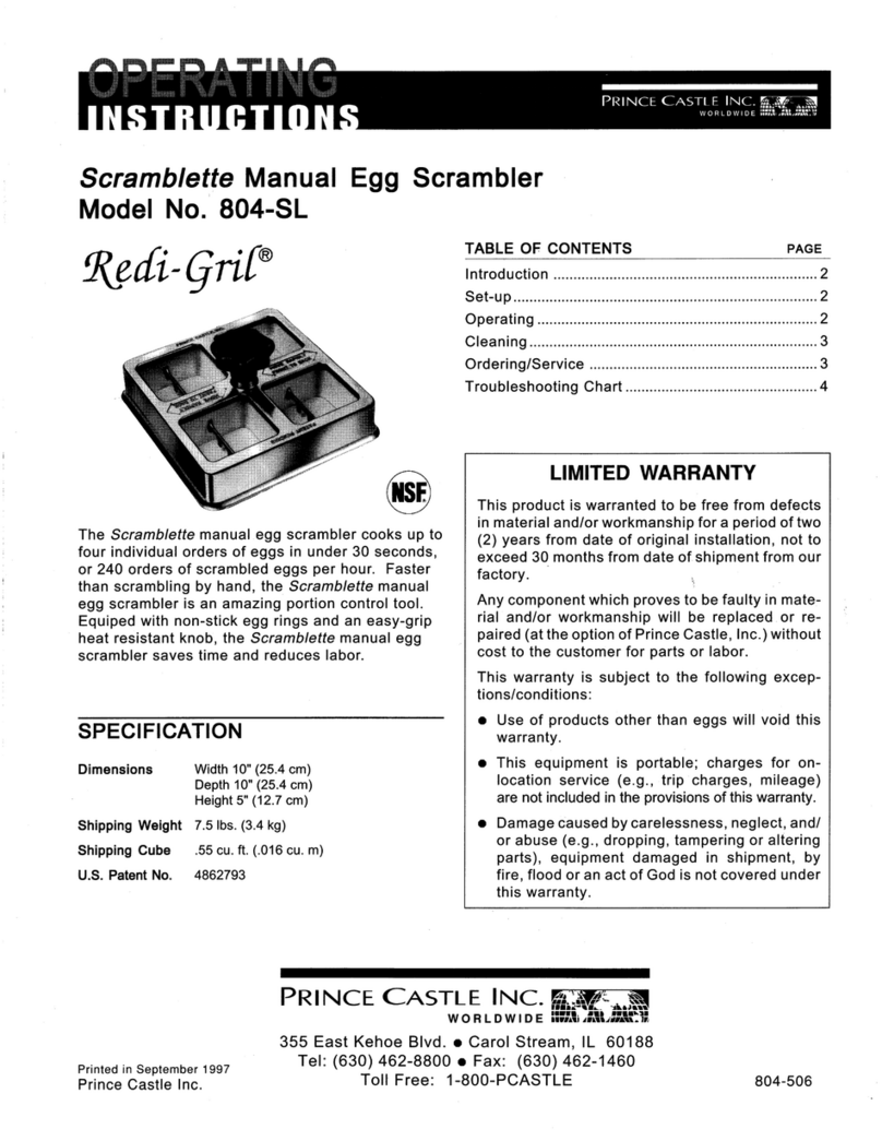 Prince Castle Redi-Gril 804-SL operating instructions