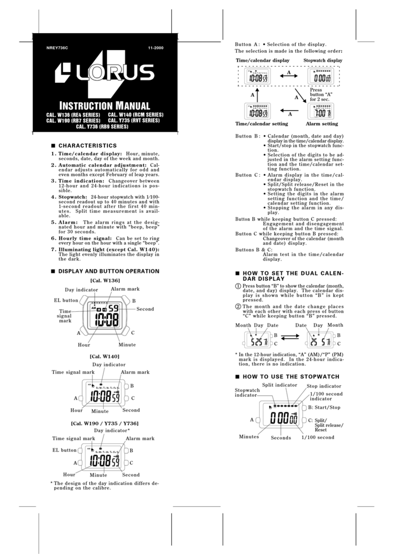 LORUS W136 instruction manual