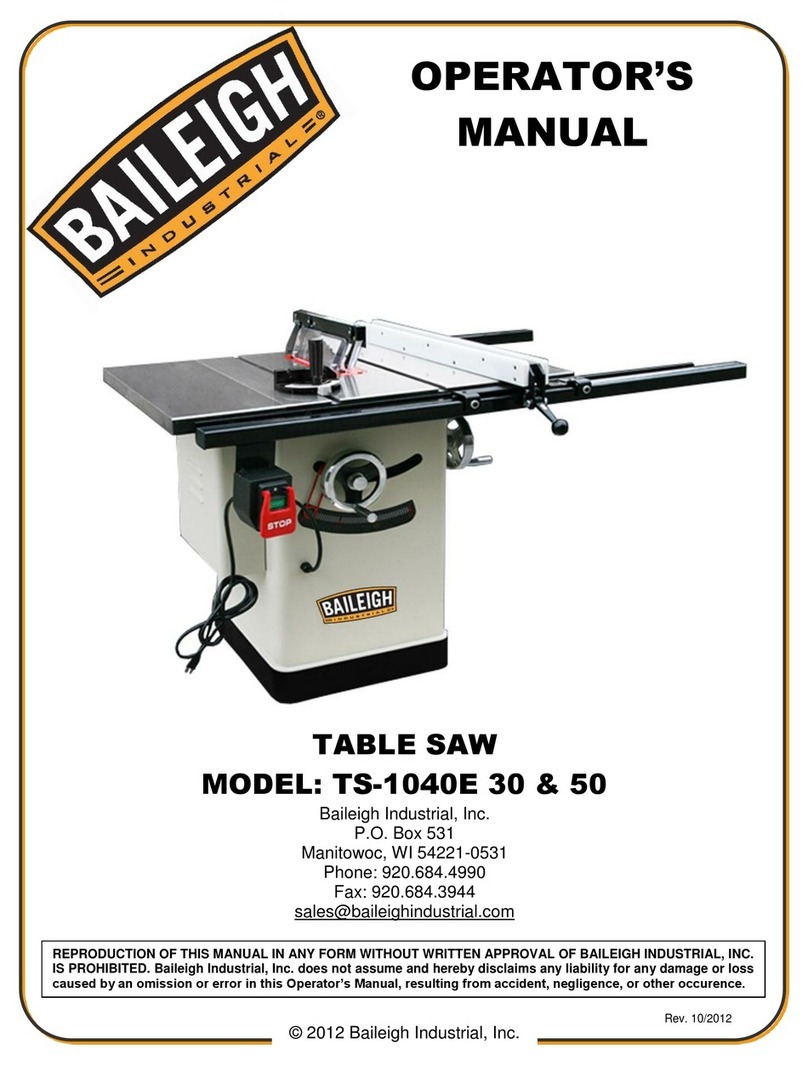 Baileigh TS-1040E 30 Operator's manual