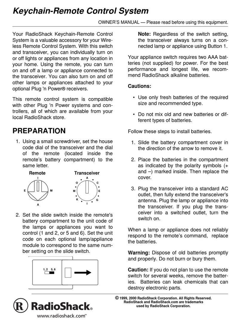 Radio Shack Keychain-Remote Control System owner's manual